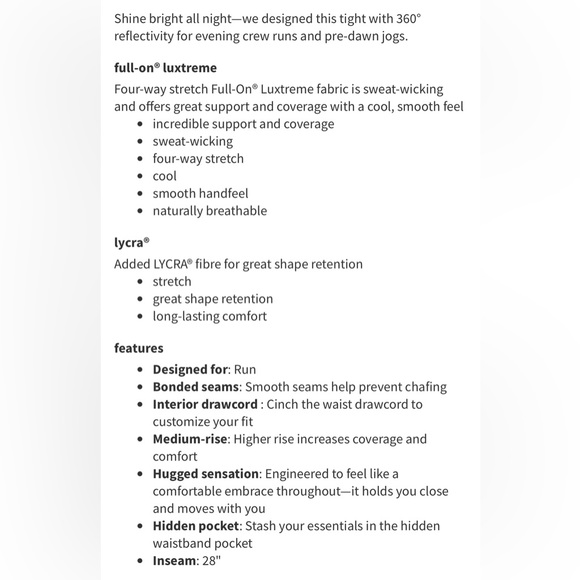 Lululemon Extra Mile Tight 28” - Picture 5 of 11